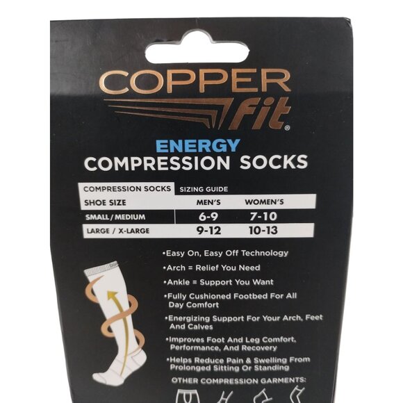 Copper Fit Energy Compression Socks Small Medium Copper Infused Circulation New - Picture 2 of 5